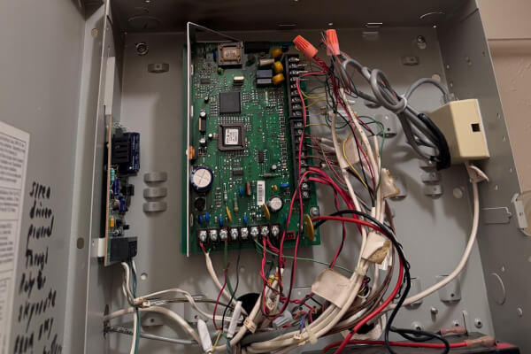 Commercial security system control panel installed in Fort Worth