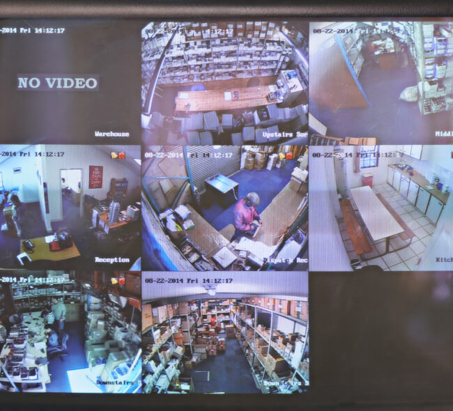 Live camera feeds under 24/7 video surveillance monitoring