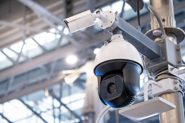 Video surveillance system cameras mounted at a Plano facility